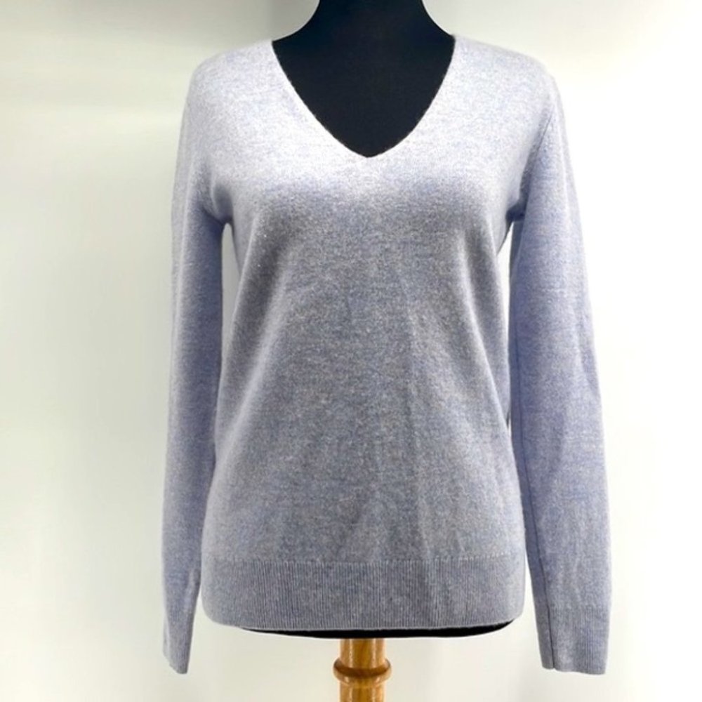 Aritzia Babaton 100% cashmere heathered light blue sweater cozy preppy xxs